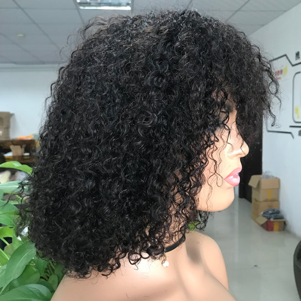 New Affordable Curly Machine Made Pixie Curl Human Hair Wig