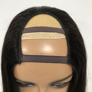 Glueless  Straight Natural Color U-part  For Black Women Human Hair Wigs
