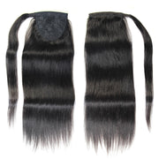 Loks Double Drawn Ponytail Extension Straight Natural Black Color Human Hair