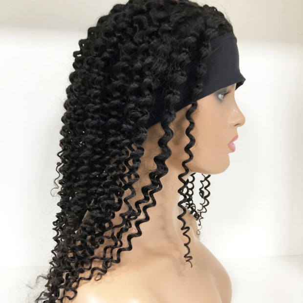 Kinky Curly Headband  for Black Women None Lace Front Wigs Human Hair