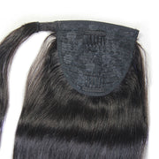 Loks Double Drawn Ponytail Extension Straight Natural Black Color Human Hair