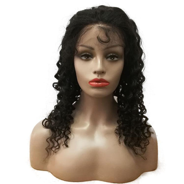 Curly Full Lace Wigs Natural Black Color Virgin Hair - Lokshair