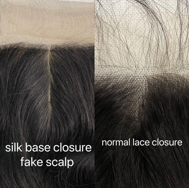 4*4 Silk Base Closure With Baby Hair Fake Scalp Human Hair Body Wave Straight