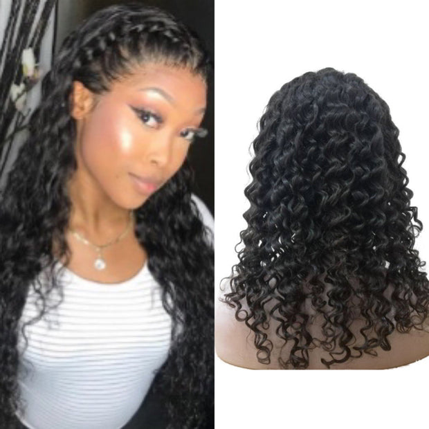 Kinky Curly Full Lace Wigs Natural Black Color Virgin Hair Curly Wig